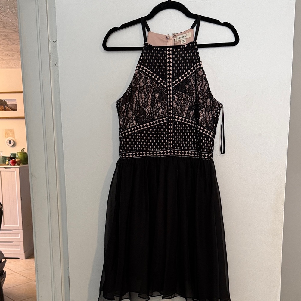 Francesca's Collections Black and Pink Lace Formal Dress